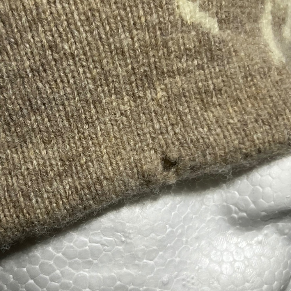 Vintage Polo Ralph Lauren Beanie Unisex OS Tan Lambswool Big Pony Fleece Lined - Picture 6 of 9
